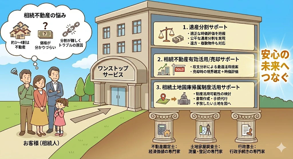 相続不動産に関するワンストップサービスのイメージ図